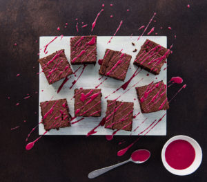 Beetroot brownies with beetroot icing